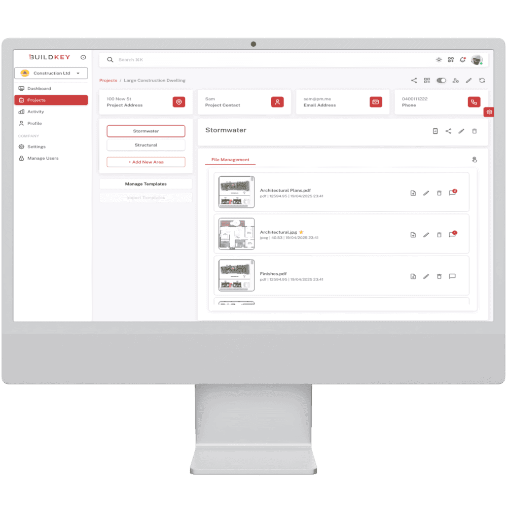 Buildkey file management on a desktop computer